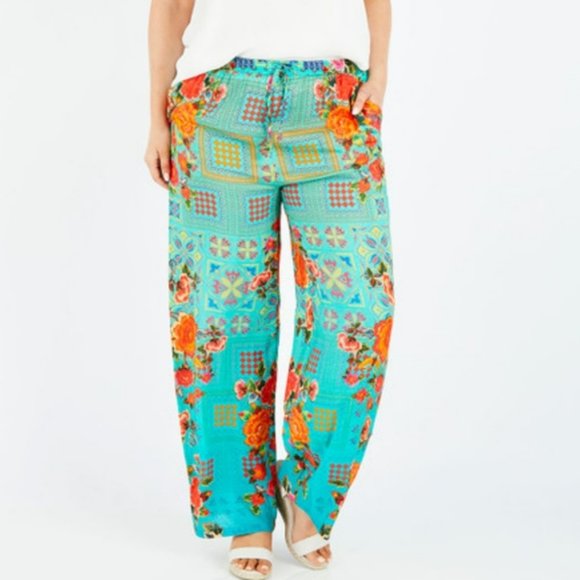 LULA SOUL Aqua Turquoise Capri Wide Leg Pants - Picture 6 of 16